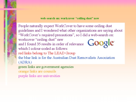 internet-search on: workcover �ceiling dust� nsw, slide 23