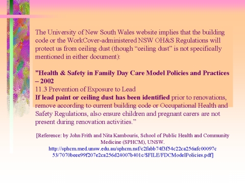 Health & Safety in Family Day Care Model Policies and Practices  2002, slide 35