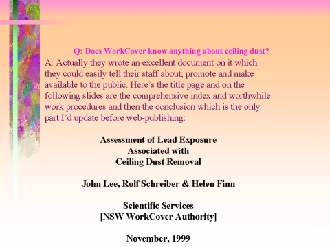 Assessment of Lead Exposure Associated with Ceiling Dust Removal, slide 46